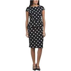 LONDON TIMES Cap Sleeve Peplum Sheath Dress